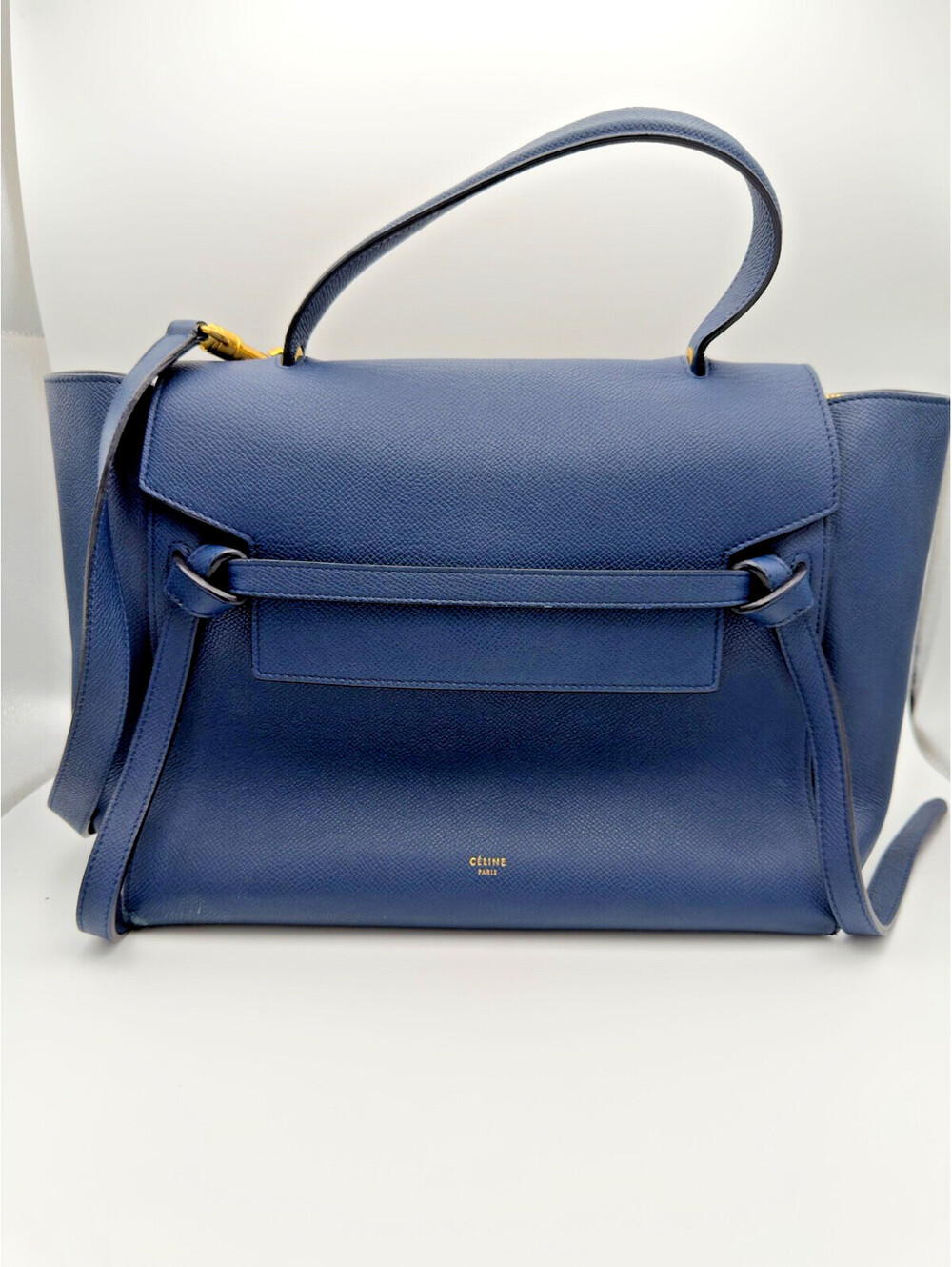Authentic CELINE Navy Blue Mini Belt Bag in Grained Calfskin COA